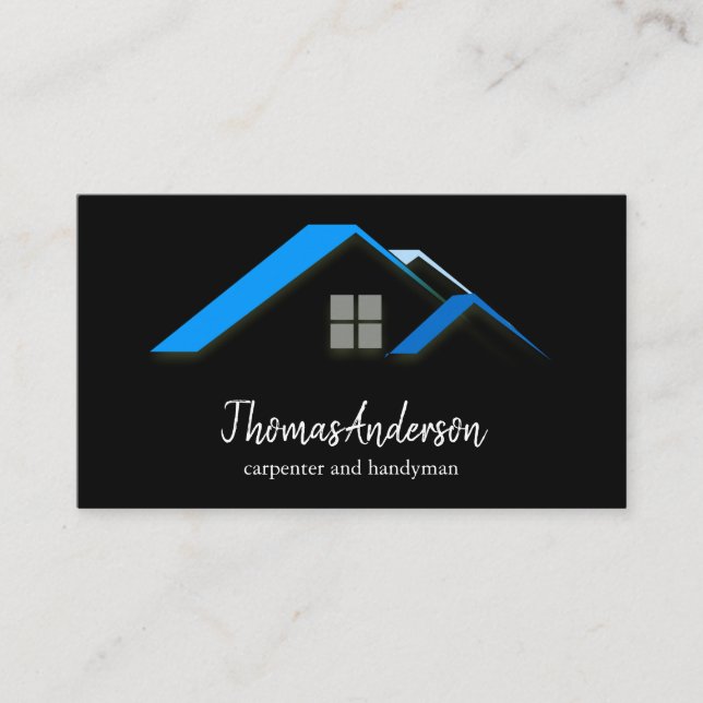 Professional Custom Black Building Construction  Business Card (Front)