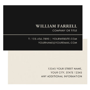 Professional Custom Business Card Black and Cream