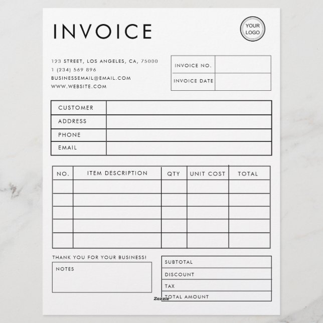 Professional Custom  Business Invoice Letterhead (Back)