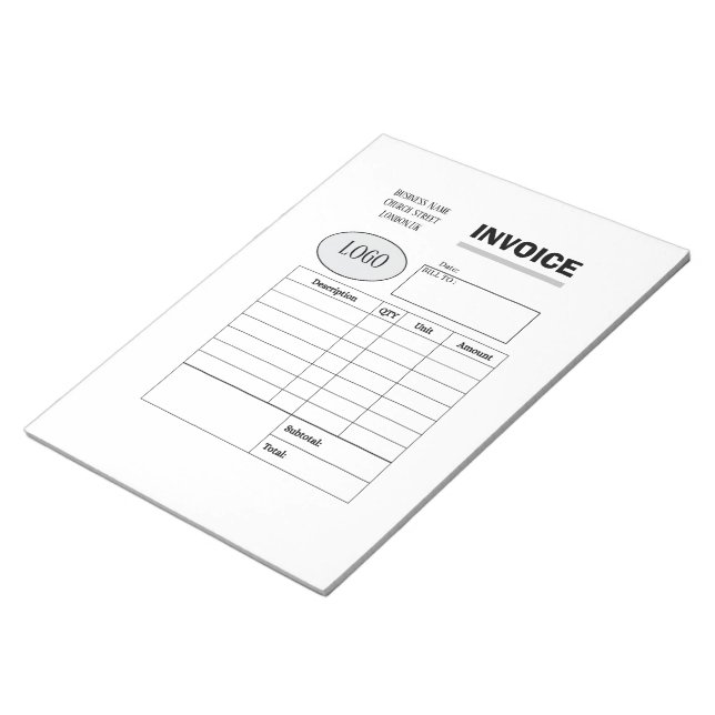 Professional custom business invoice notepad (Angled)