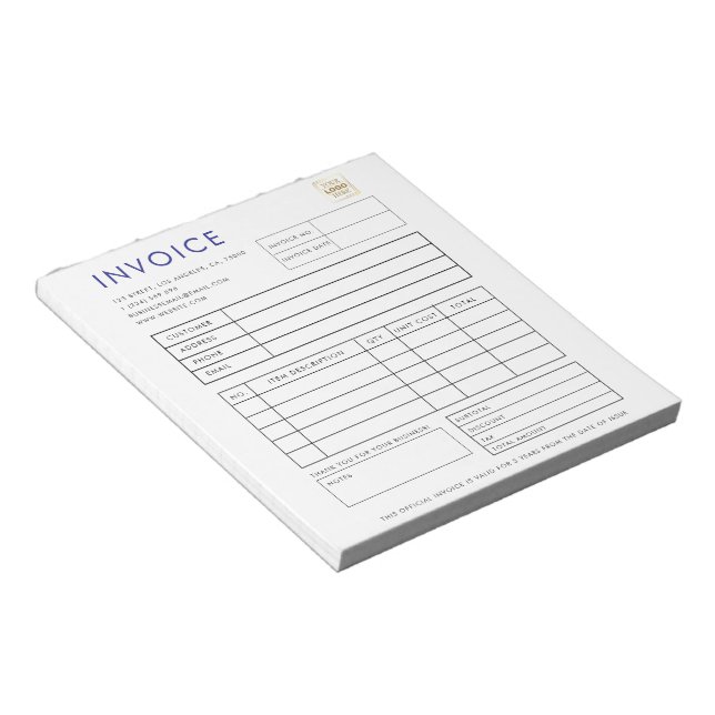 Professional Custom  Business Invoice Notepad (Angled)