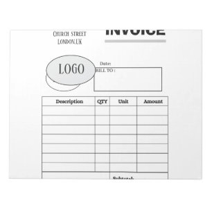 Professional custom business invoice notepad
