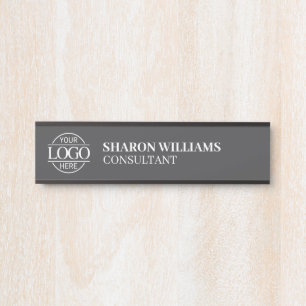 Professional Custom Business Logo Job Title Black Door Sign
