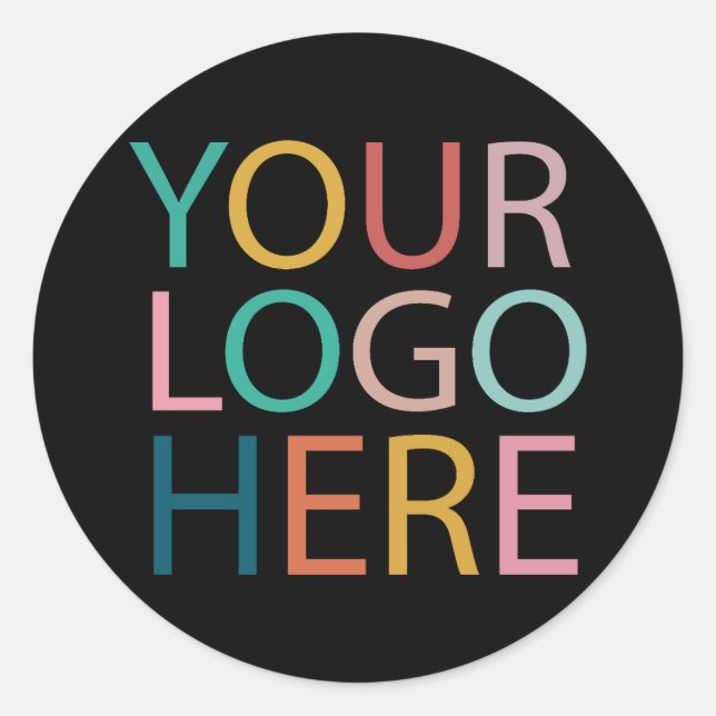 Professional Custom Company Logo Business Black    Classic Round Sticker (Front)