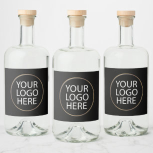 Professional Custom Company Logo Business Black    Liquor Bottle Label