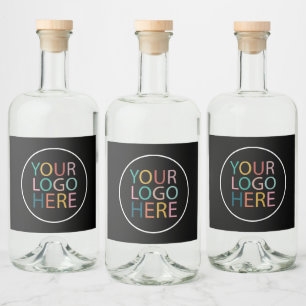 Professional Custom Company Logo Business Black Liquor Bottle Label