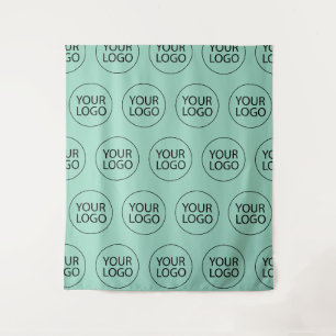 Professional Custom Company Logo Business Green Tapestry