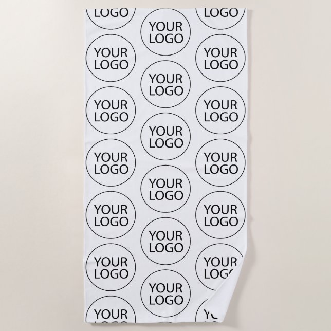 Professional Custom Company Logo Business White Beach Towel (Front)