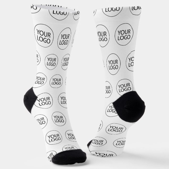 Professional Custom Company Logo Business White    Socks (Angled)