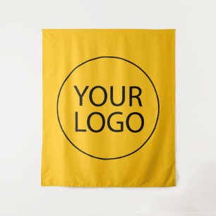 Professional Custom Company Logo Business Yellow Tapestry