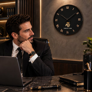 Professional Custom Elegant Lion Logo Round Clock
