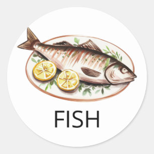 Professional Custom FISH Wedding Meal Choice       Classic Round Sticker