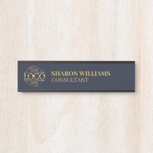Professional Custom Gold Navy Blue Business Logo Door Sign