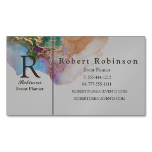 Professional Custom Green Light Grey Blue Marble Magnetic Business Card