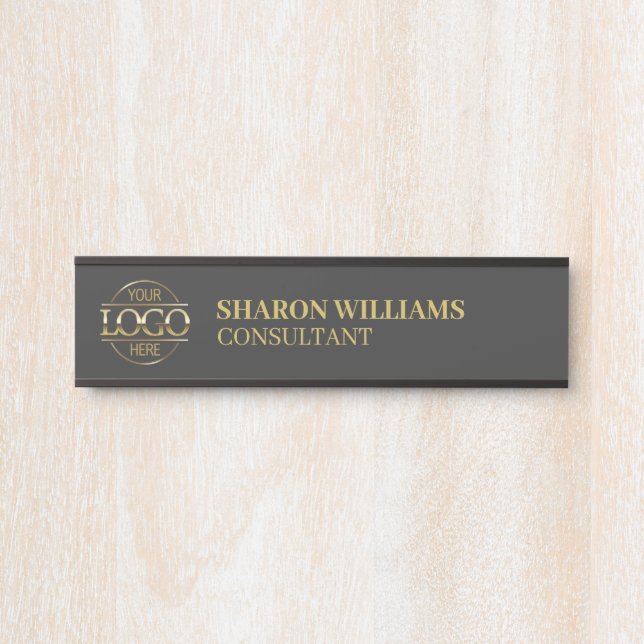 Professional Custom Grey Business Logo Office Door Sign (Front)