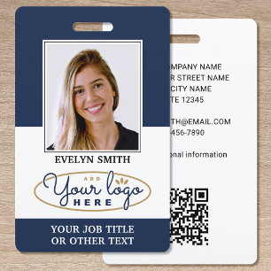 Professional Custom Logo Photo ID Security Blue Badge