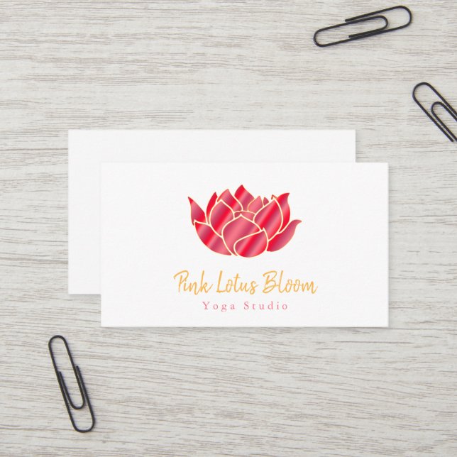 Professional Custom Lotus Logo Yoga Studio Business Card (Front/Back In Situ)