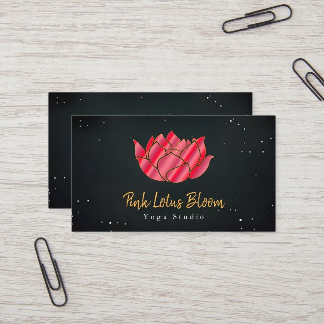 Professional Custom Lotus Logo Yoga Studio Business Card (Front/Back In Situ)