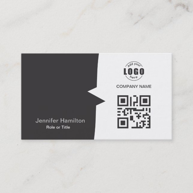 Professional Custom QRCode Photo Grey Business Car Business Card (Front)