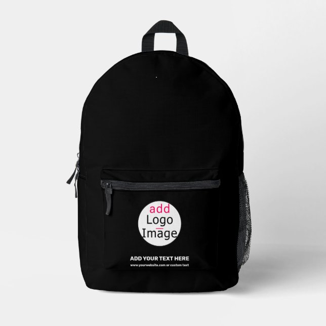 Professional Customizable Business Brand Black   Printed Backpack (Front)
