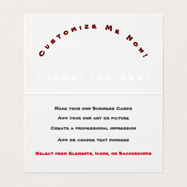 Professional Customizable Business Cards  (Inside Unfolded)