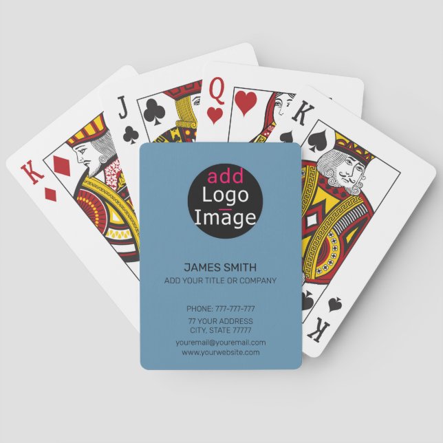 Professional Customizable Business Chic Dusty Blue Playing Cards (Back)