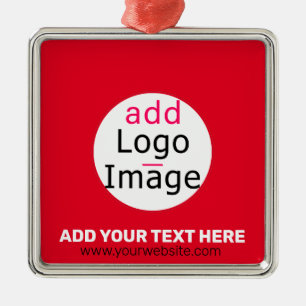 Professional Customizable Business Chic Vivid Red Metal Ornament