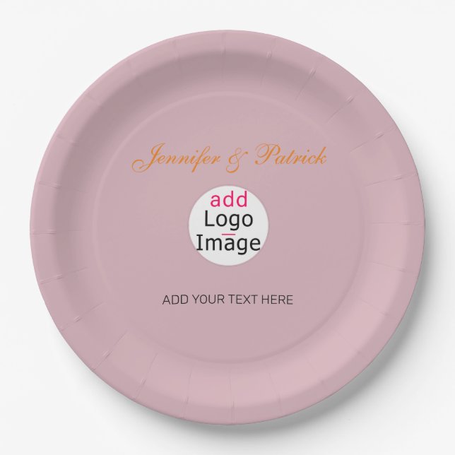 Professional Customizable Business Dusty Rose Hue  Paper Plate (Front)