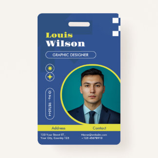 Professional Customizable Name & Barcode Staff  Badge