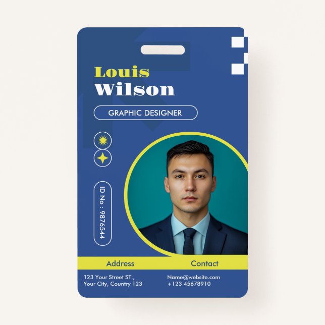Professional Customizable Name & Barcode Staff  Badge (Front)