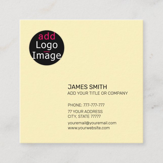 Professional Customizable Promotional Vanilla  Square Business Card (Front)