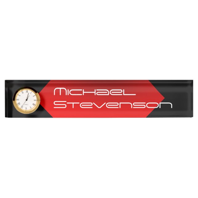 Professional Customize Text Nameplate with Clock (Front)