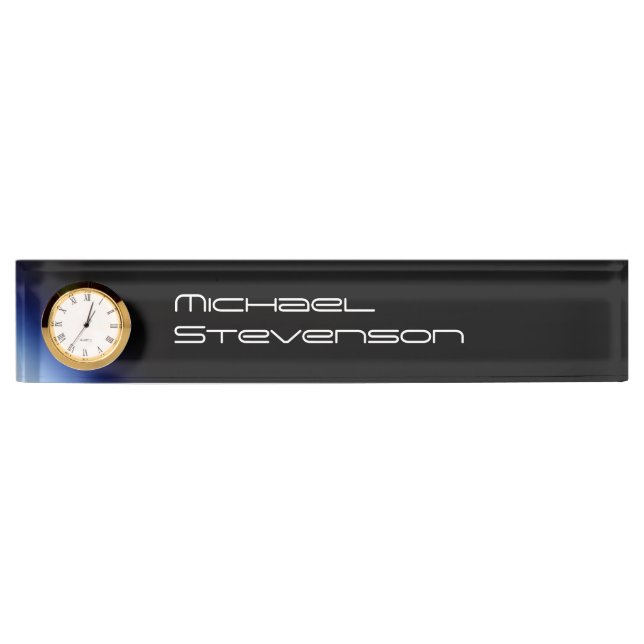 Professional Customize Text Nameplate with Clock (Front)