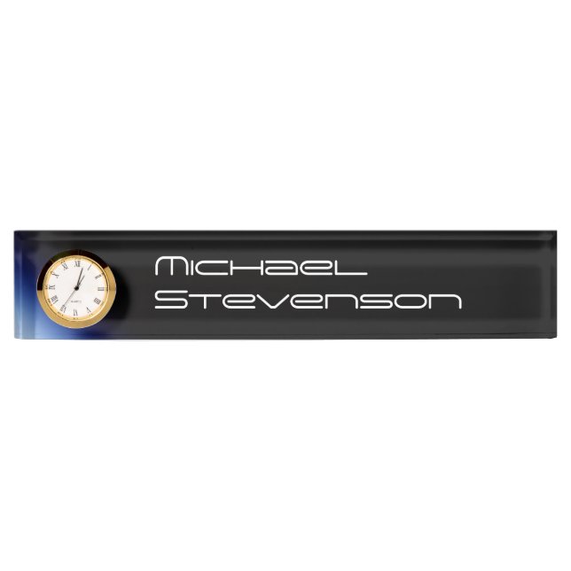 Professional Customize Text Nameplate with Clock (Front)