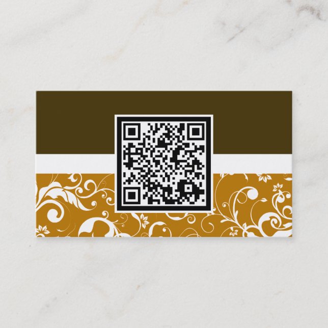 professional damask QR code Business Card (Front)