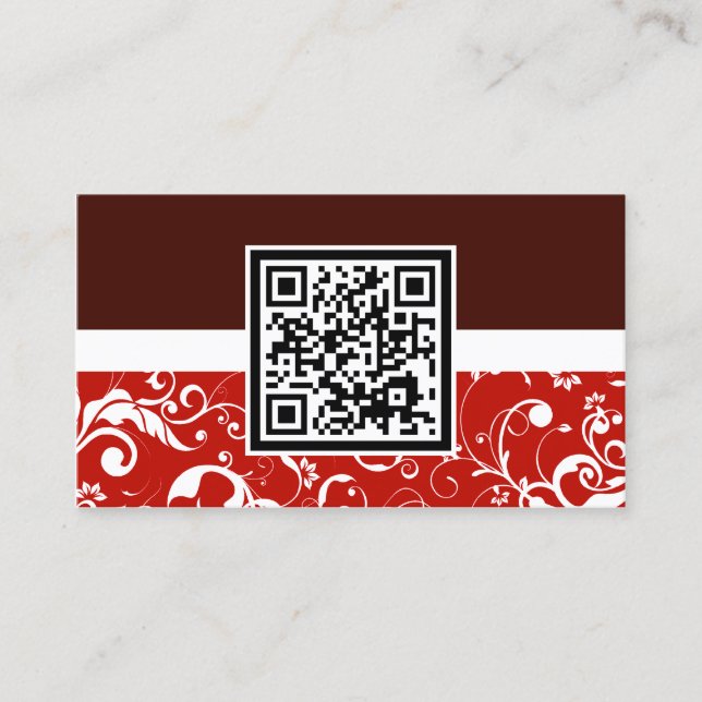 professional damask QR code Business Card (Front)