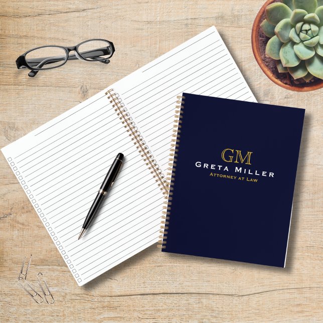 Professional Dark Blue Classic Gold Monogram Notebook (Creator Uploaded)