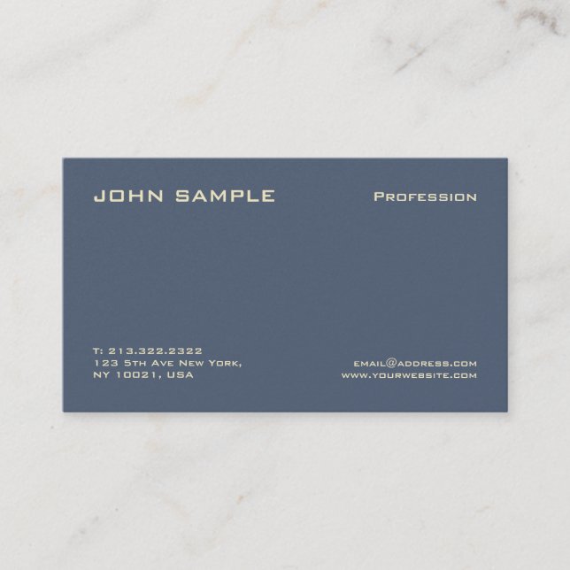 Professional Dark Blue Premium Pearl Finish Modern Business Card (Front)