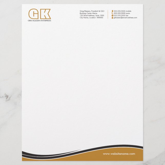 Professional Dark Brown Gold Business Letterhead (Front)
