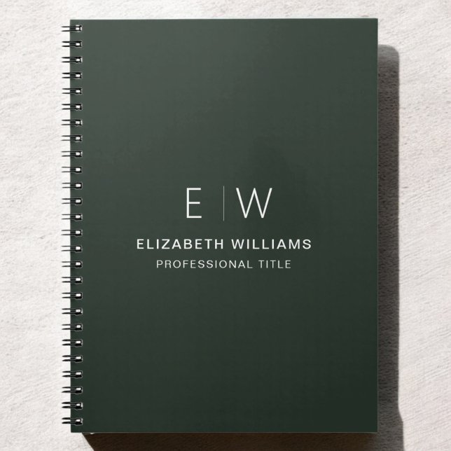 Professional Dark Green Monogram Business Initial Notebook (Creator Uploaded)