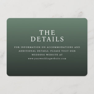 Professional Dark Green Serif Wedding Details Card