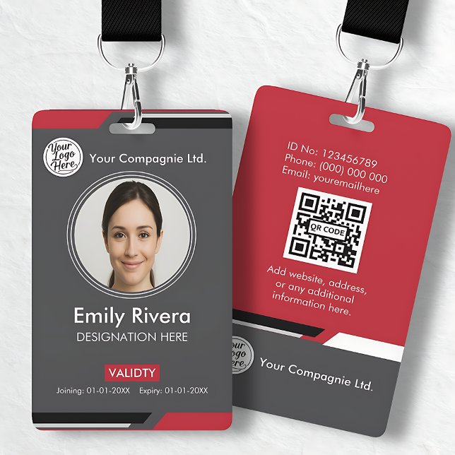 Professional Dark Grey Corporate ID Card QR Code Badge (Professional Dark Gray Corporate ID Card QR Code Badge)