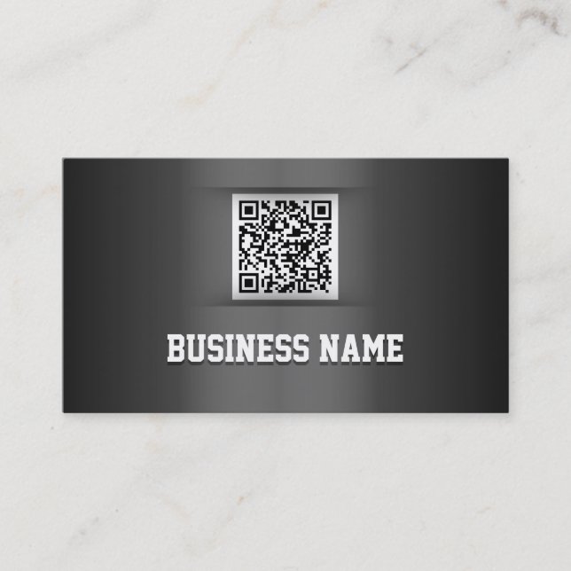 Professional Dark Grey QR Code Business Card (Front)