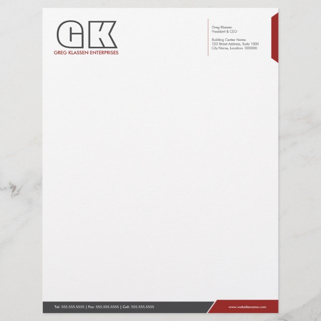 Professional Dark Grey & Red Template Letterhead (Front)
