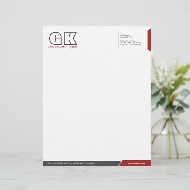 Professional Dark Grey & Red Template Letterhead (Standing Front)