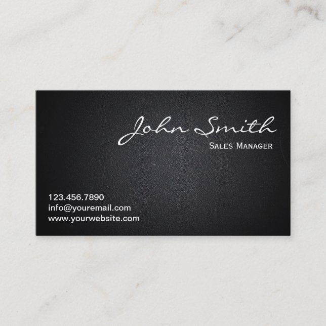 Professional Dark Leather Texture Business Card (Front)