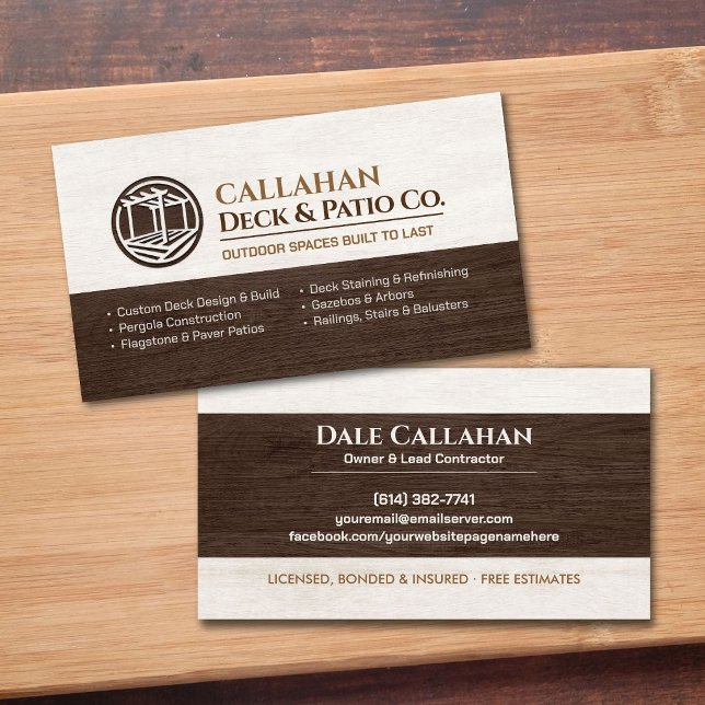 Professional Decking & Patio Contractor Business Card (Creator Uploaded)
