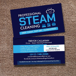 Professional Deep Steam Cleaning Services Business Card