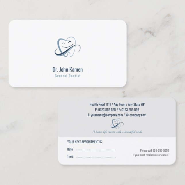 Professional Dental Appointment Card | Dentist (Front/Back)