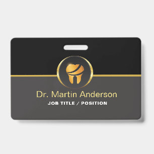  Professional Dental Clinic Gold Tooth Logo Badge